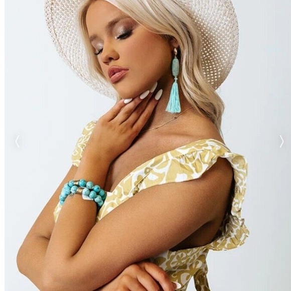 NWT! Kendra Scott Insley Earring in Gold & Teal Mix - Picture 2 of 6